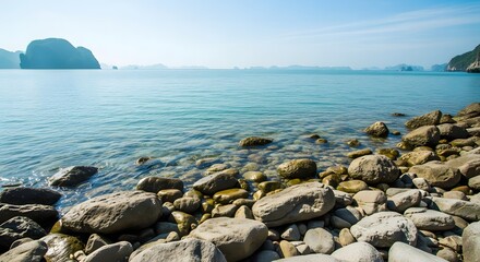 Scenic view of Ha Long Bay, Vietnam with traditional boats sailing