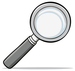 Cartoon magnifying glass illustration on a white background