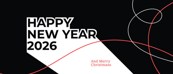 Happy New Year 2026 gold text effect firework star confetti Background for website banner, social media banner, greeting card, posters, covers, business and marketing material.