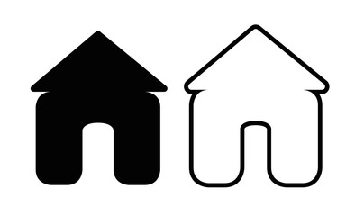 Home icon set with solid and hollow variations, perfect for soft, user-friendly interface design.