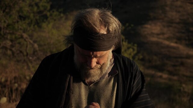 Close up of a Bible prophet in prayer