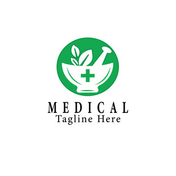 Modern Herbal Medical Logo Design for Clinics, Pharmacies & Healthcare Brands &ndash; Professional Green Medicine Symbol for Organic Treatment, Wellness Centers & Holistic Health Services