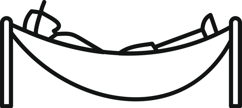Simple hammock icon with man resting inside, representing relaxation and leisure