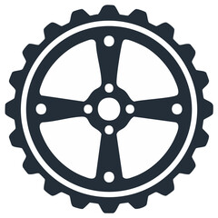 Fototapeta premium Bicycle Chainring, Cogwheel Graphic with Spoke Pattern, Cycle Part Symbol