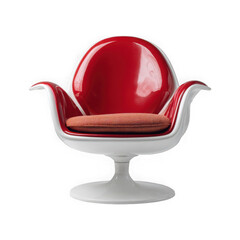 Modern red and white swivel chair offers stylish seating for contemporary spaces isolated on a transparent background