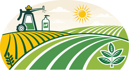 Spraying pesticides on a farm field for crop protection