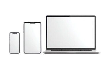 Sleek modern devices showcasing responsive design for website app presentation needs isolated on a transparent background