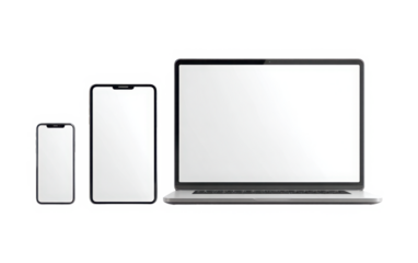 Sleek modern devices showcasing responsive design for website app presentation needs isolated on a transparent background