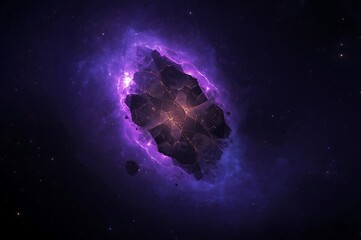 Vibrant cosmic nebula illuminates the dark expanse of deep space with ethereal purple hues