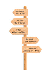 Panneau indicateur des f&ecirc;tes nationales