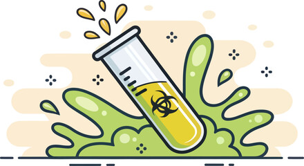 Toxic chemical test tube spilling its contents in a laboratory