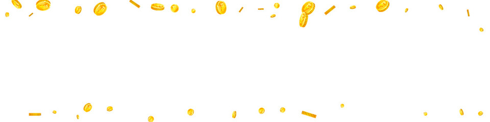 Swiss franc coins falling. Gold scattered CHF