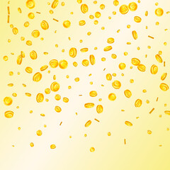 European Union Euro coins falling. Scattered gold