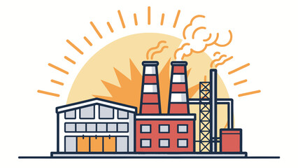 Obraz premium Industrial factory emitting intense heat radiation into the air