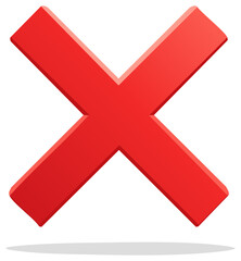 Fototapeta premium Red Cross Mark with 3D Effect and Shadow Isolated on White