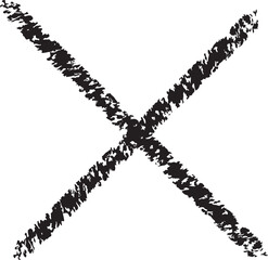 Brush-Stroke Cross Shape. Hand-Painted Effect Vector Design.