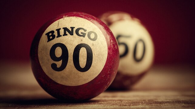 Close Up Vintage Bingo Ball Number Ninety