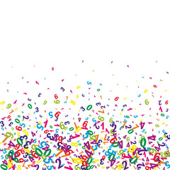 Falling colorful numbers. Math study concept with