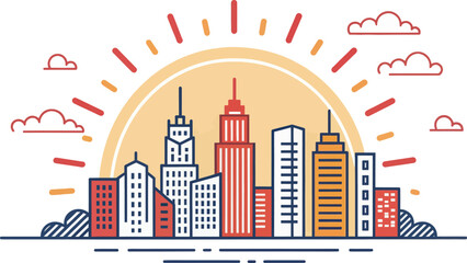 Urban Skyline Radiating Heat Illustrating Environmental Concerns