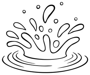 Obraz premium Elegant Outlined Illustration of Water Splash with Drops and Concentric Ripples Graphic