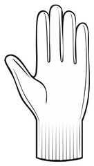 Obraz premium Stylized Human Hand Silhouette Design Gesture Symbol Icon Simple Outline Glove Mitt Black and White Illustration