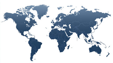 Obraz premium World map with country borders in blue gradient, global geography concept showing continents and nations clearly