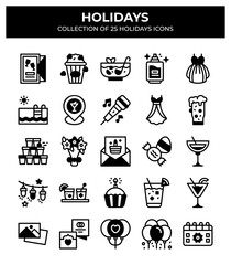 Holidays. Collection of 25 Festive and Joyful Icons