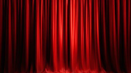 A captivating view of vibrant red theater curtains, creating a sense of anticipation and drama