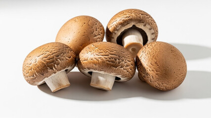 Fresh Brown Cremini Mushrooms: Whole Edible Fungi Close-up nutritional 