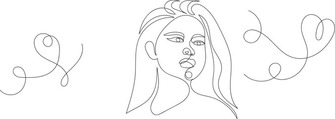 Woman face one line drawing. Minimalist single line woman face illustration. A clean and elegant single line drawing of a woman's face, perfect for modern and sophisticated designs.