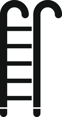 Simple black silhouette of a pool ladder with handrail, ensuring safe entry and exit for swimmers