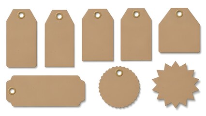 Set of price tag icon. Price tag collection. Blank cardboard price tags