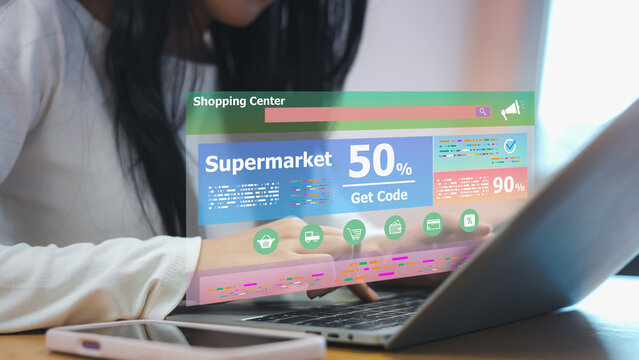 Online Shopping Discount Code Interface on Laptop with Digital Promotion
