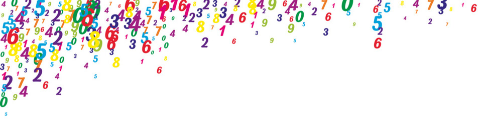 Flying colorful digits and numbers. School math