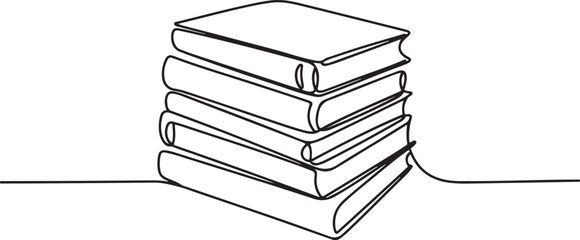 Stack of books one line continuous drawing.one line  vector illustration  with out background