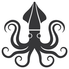Naklejka premium Stylized Squid Vector Graphic with Tentacles for Illustration or Graphic Design Projects