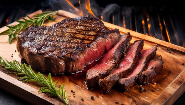 grilled beef ribeye cut