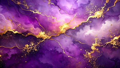 Luxury deep purple background with bold gold streaks and subtle soft pink highlights, abstract high-end design
