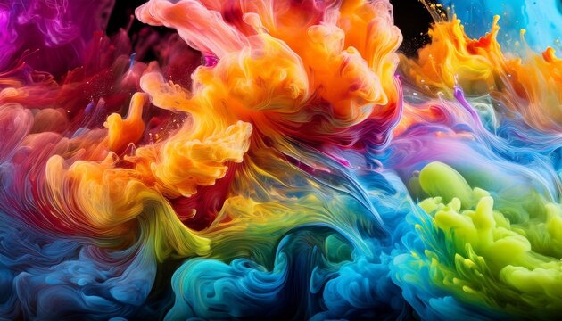 vivid chemical reactions producing multicolored abstract patterns in liquid mediums