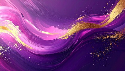 Luxury deep purple background with bold gold streaks and subtle soft pink highlights, abstract high-end design