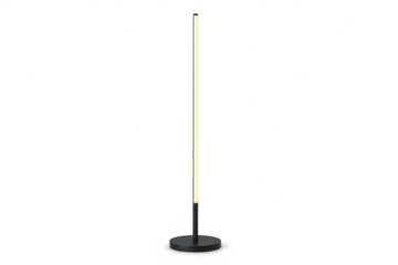 Sleek modern minimalist LED floor lamp isolated on transparent background, elegant lighting