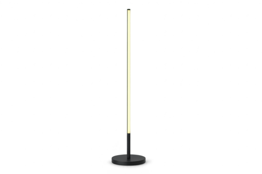 Sleek modern minimalist LED floor lamp isolated on transparent background, elegant lighting