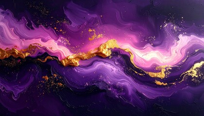 Luxury deep purple background with bold gold streaks and subtle soft pink highlights, abstract high-end design