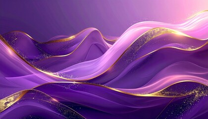 Luxury deep purple background with bold gold streaks and subtle soft pink highlights, abstract high-end design