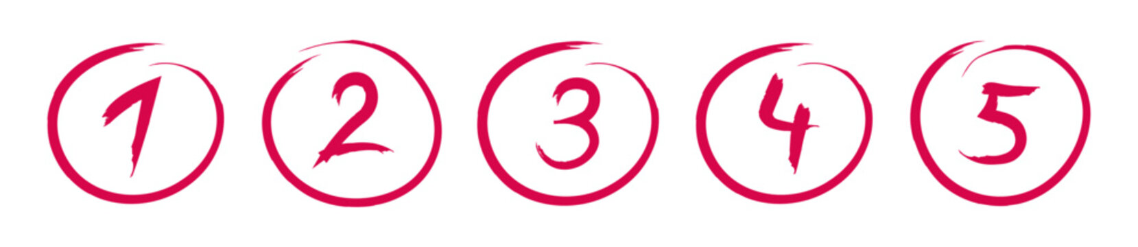 Red hand drawn numbers. Grade result. 