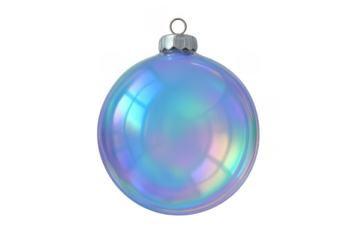 Iridescent holographic bauble displaying festive holiday reflection