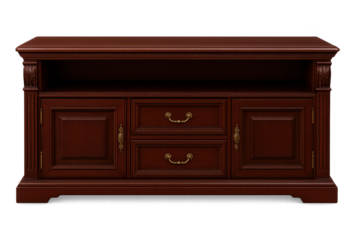 Elegant wooden cabinet isolated on transparent background, handcrafted style