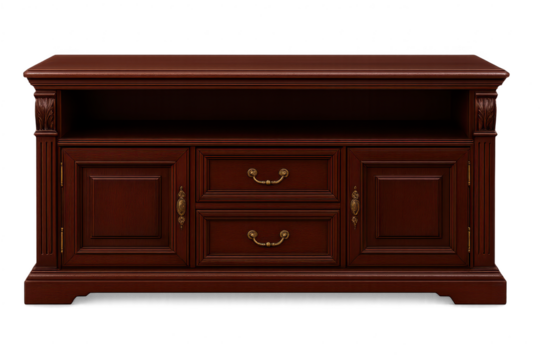 Elegant wooden cabinet isolated on transparent background, handcrafted style