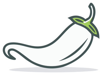 Minimalist chili pepper illustration with bold outline, vibrant green accent, vector style design.