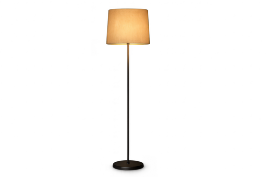 Modern floor lamp with fabric shade isolated on a transparent background, stylish - Powered by Adobe